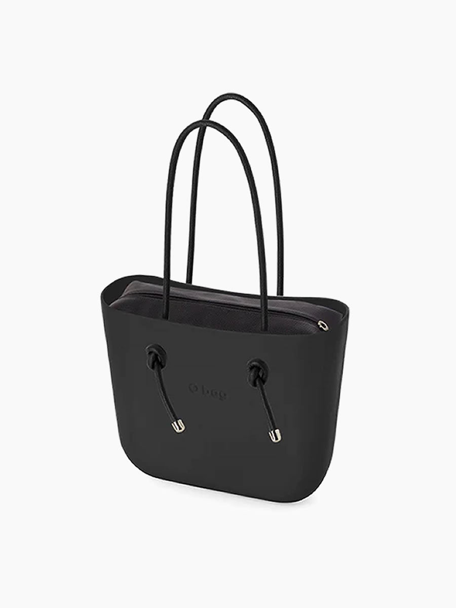 O bag Classic Black Combo with long knot handles