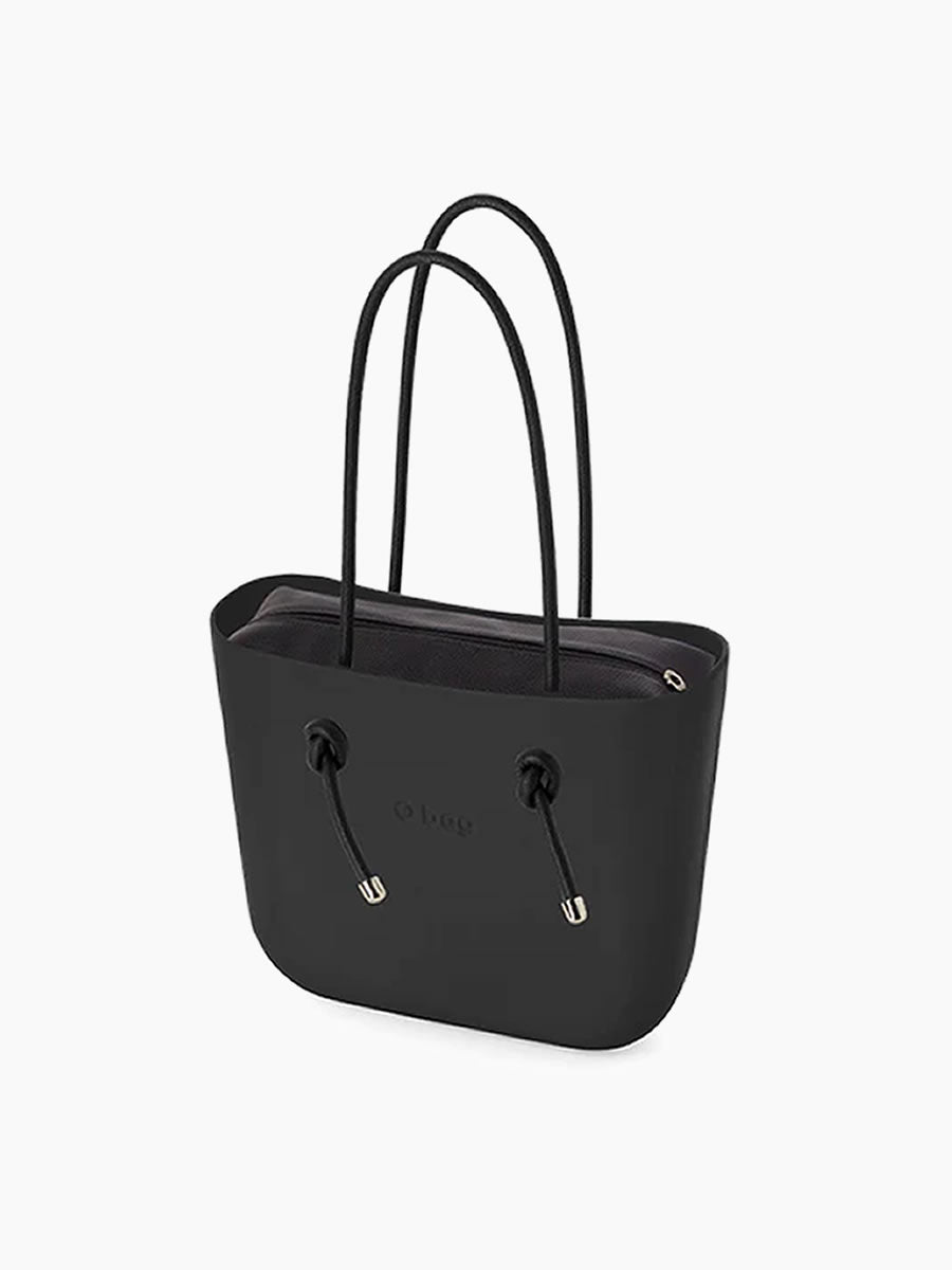 O bag Classic Black Combo with long knot handles - Main Image