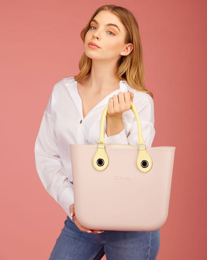 O bag Classic light grey Combo with Natural inner and Rope Handles